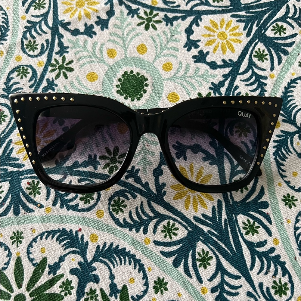 Quay Australia Studded Black Cat-eye Sunglasses